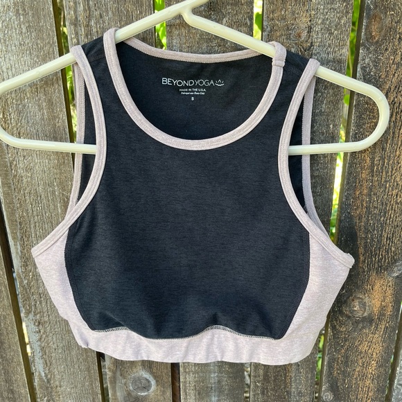 Beyond Yoga Other - Beyond Yoga Space Dyed On Block Bra In Darkest Night Chai Colorblock Sz S